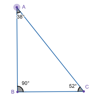 Triangle ABC with three interior angles labeled