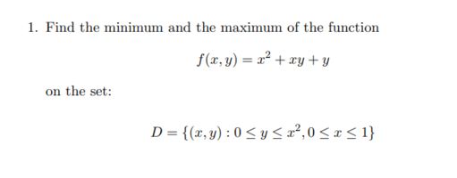 how to find the absolute maximum and minimum of a multivariable function